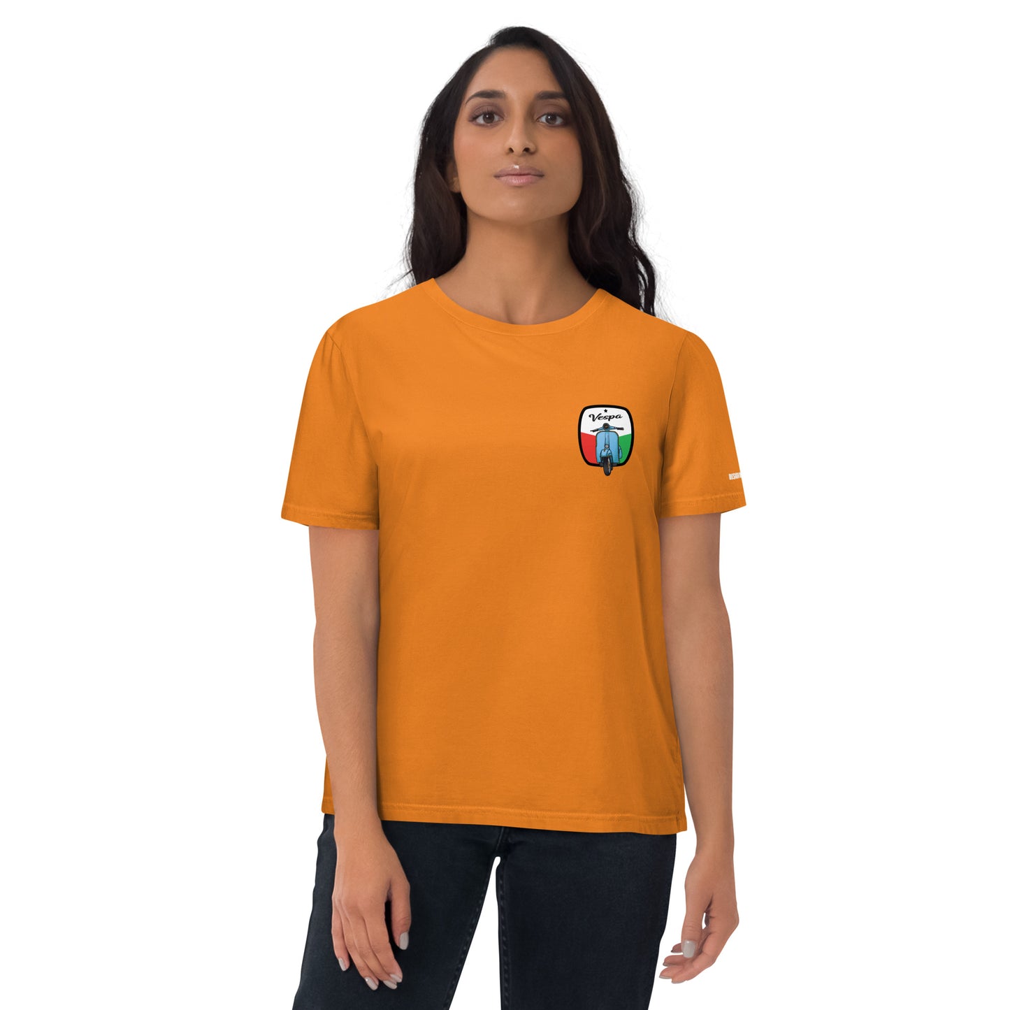Maglietta in cotone organico unisex T-shirt con stemma Vespa ricamato